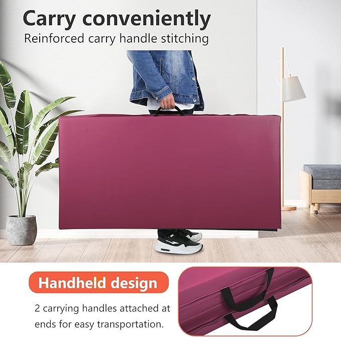 Gymnastics Tumbling Mats Portable Gymnastics Mat Foldable Tumbling Mat 2'x6'/4'x8' PU Leather Exercise Mat Yoga Mat with Carrying Handles for home Workout outdoor Yoga Gymnastics