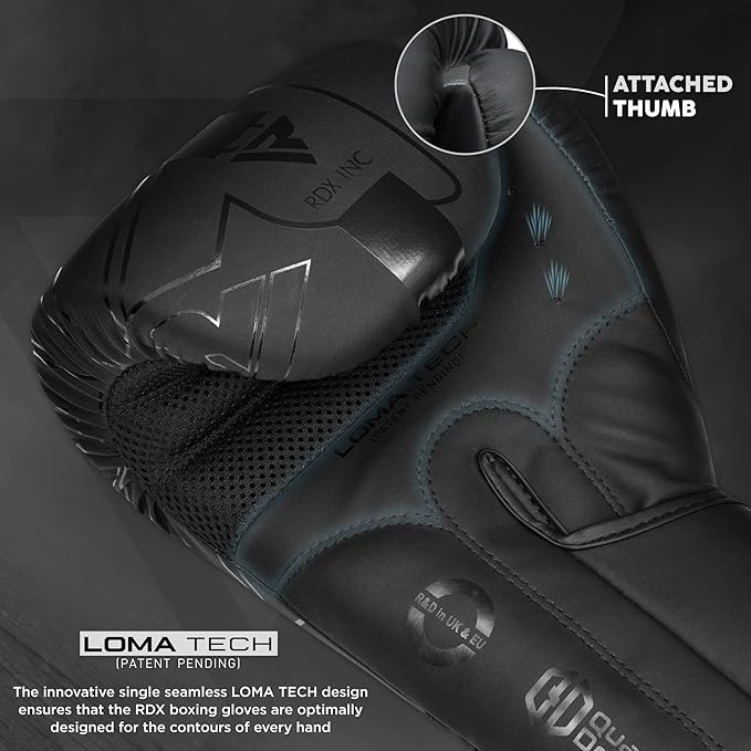 RDX Boxing Gloves, Pro Training Sparring, Maya Hide Leather, Muay Thai MMA Kickboxing, Men Women Adult, Heavy Punching Bag Focus Mitts Pads Workout, Ventilated Palm, Multi Layered, 8 10 12 14 16 18 Oz