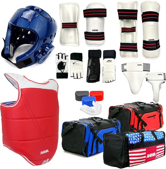 AAMA Complete Taekwondo Sparring Protective Gear Equipment Set - Customizable