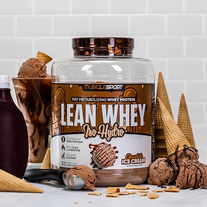 Musclesport Lean Whey Revolution™ Protein Powder - Whey Protein Isolate - Low Calorie, Low Carb, Low Fat, Incredible Flavors - 25g Protein per Scoop - 5lb Chocolate Ice Cream