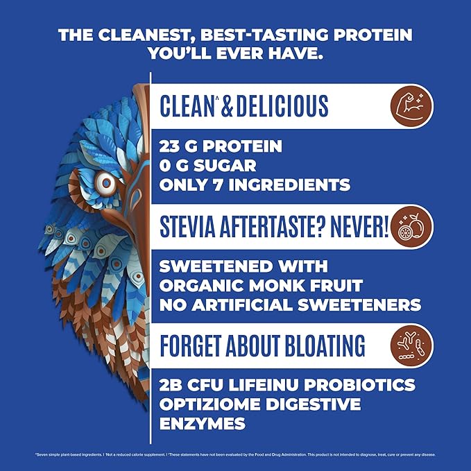 Falcon Vegan Protein Powder Organic, Stevia & Sugar Free, Plant Based Protein, Low Carb, Dairy Free, Keto, Non Whey Protein, Probiotic, Pea Protein | Chocolate Flavor - 37 Servings - 2.64lb