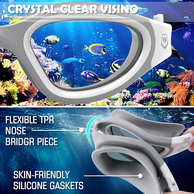WIN.MAX Polarized Swimming Goggles Swim Pool Goggles Anti Fog Anti UV No Leakage Clear Vision for Men Women Adults Teenagers