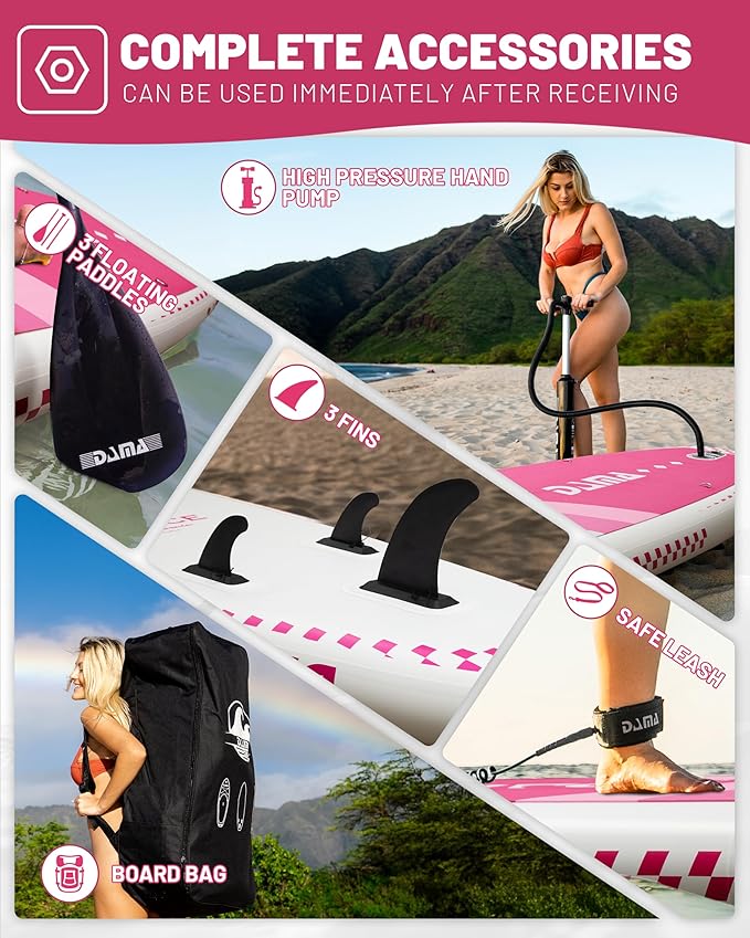 DAMA 11'*34"*6" Inflatable Paddle Board, Paddle Boards for Adults,Sup,Lightweight and Durable, Easy to Inflate, Versatile in Style, Fully Functional, Equipped w/High Grade Accessories.