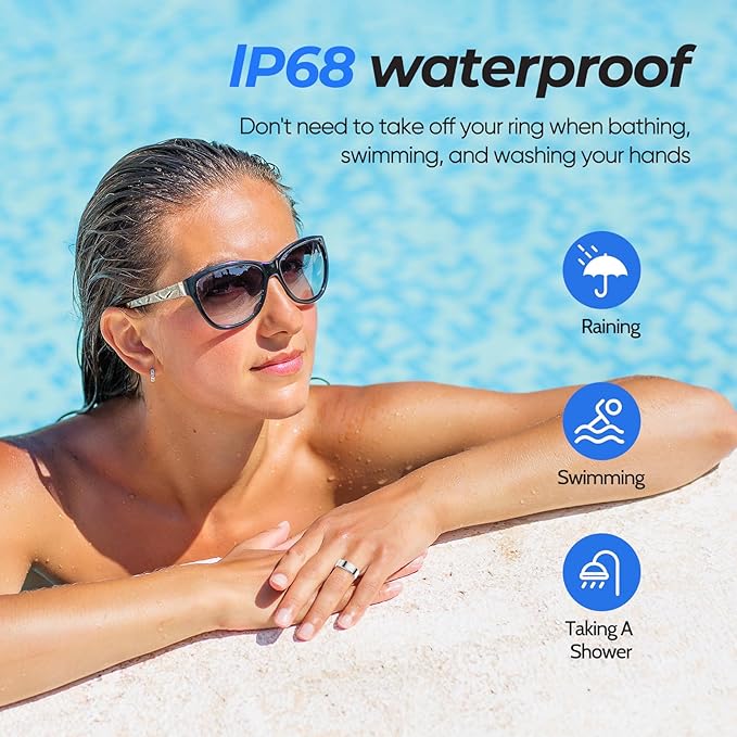 Smart Health Ring for Women Men Fitness Tracker with Heart Rate, Blood Pressure,Blood Oxygen,Step Counting, Sleep Monitoring,IP68 Waterproof for iPhone and Android, No Subscription Fee (Silver, 9)