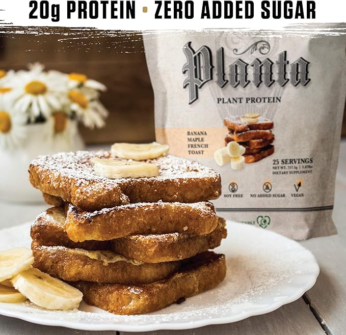 Ambrosia Planta - Premium Organic Plant-Based Protein | Vegan & Keto Friendly | Gourmet Flavors with No Bloating or Stomach Upset | Gluten & Soy Free | No Added Sugar | 25 Servings | Banana Maple