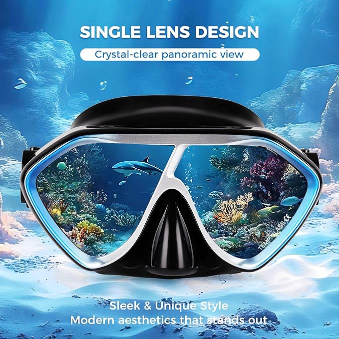 Scuba Diving Mask for Adults - Premium Anti-Fog Snorkeling Mask Comfortable & Leak-Proof Swim Goggles with Nose Cover for Scuba Diving, Snorkeling & Underwater Adventures