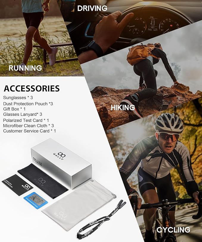 Polarized-Sunglasses-Men Sports Mens-Sunglasses: Sun-Glasses with UV400 Protection for Driving Golf Fishing Running