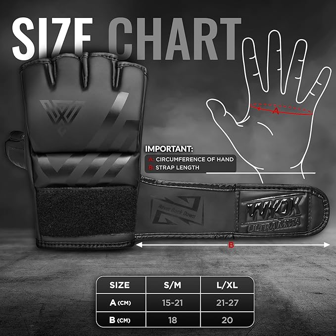 WYOX MMA Gloves for Men & Women – Grappling & Sparring Boxing Gloves with Open Palm Design, Padded Fingerless Training Gloves for Kickboxing, Muay Thai, Youth & Heavy Bag Workouts