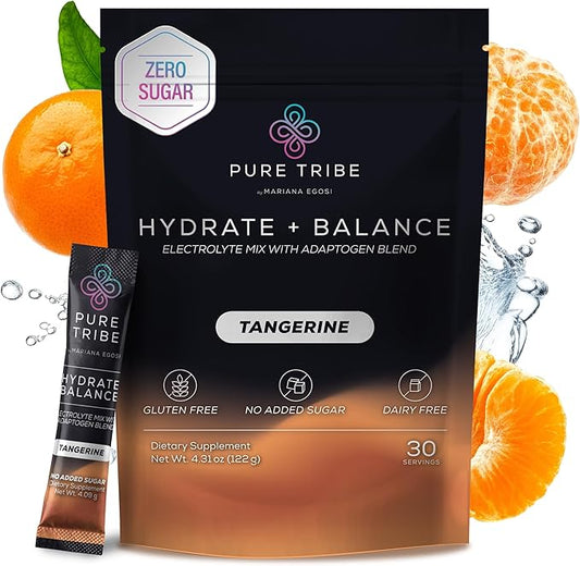 Electrolytes Powder Packets - Sugar Free Hydration Powder Drink Mix Loaded with 6 B Vitamins & Minerals - Energy Drink for Muscle and Mood Support - Tangerine Flavor - 30 Servings