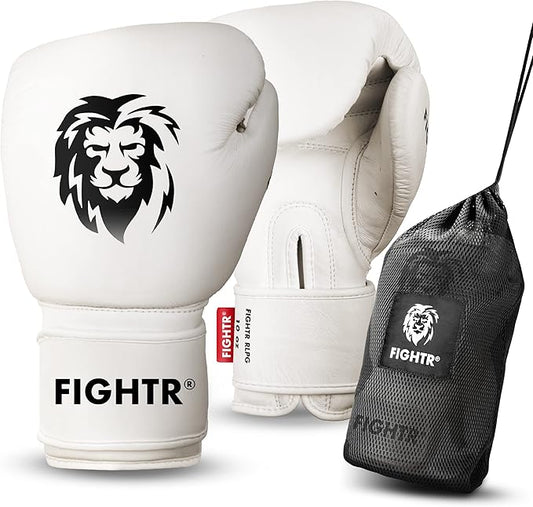 FIGHTR® Pro Boxing Gloves Made of Genuine Leather | Men and Women | for Boxing, MMA, Muay Thai, Kickboxing & Martial Arts 10 12 14 16 oz | incl. Carrying Bag