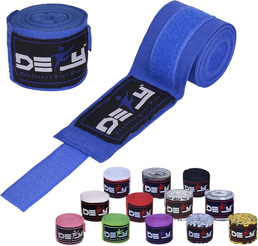 DEFY Professional 180 Inch Hand Wraps for Boxing Muay Thai MMA Elastic Bandages for Men & Women -Pair