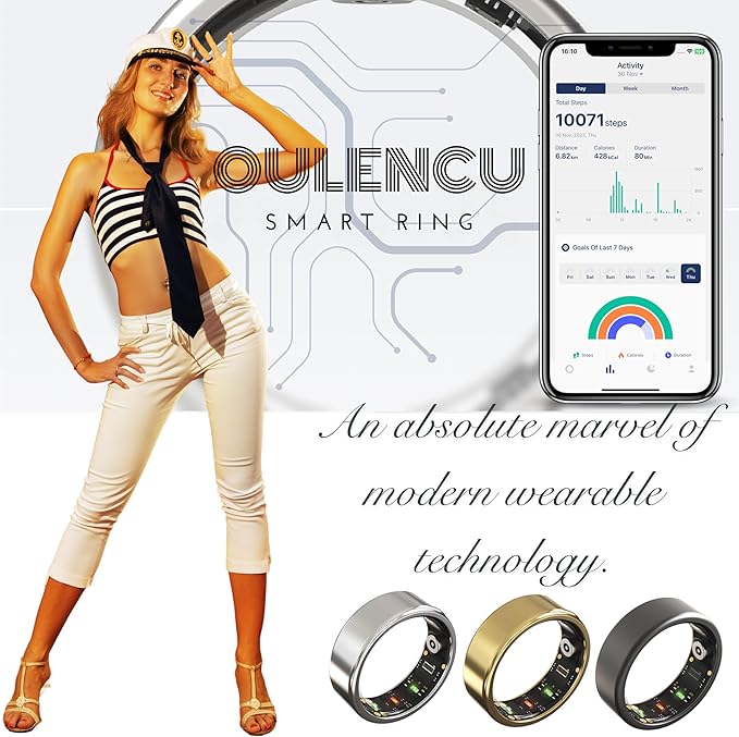 2025 Smart Ring for Women Men, Sleep Tracker Ring, Fitness Smart Ring, Activity Tracker,Sleep Monitor, Stress/Heart Rate/Women's Calories Steps Tracking-No APP Subscription (Black, #10-62.1mm/2.44")