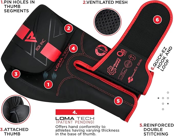 RDX Boxing Gloves, Pro Training Sparring, Maya Hide Leather, Muay Thai MMA Kickboxing, Men Women Adult, Heavy Punching Bag Focus Mitts Pads Workout, Ventilated Palm, Multi Layered, 8 10 12 14 16 18 Oz