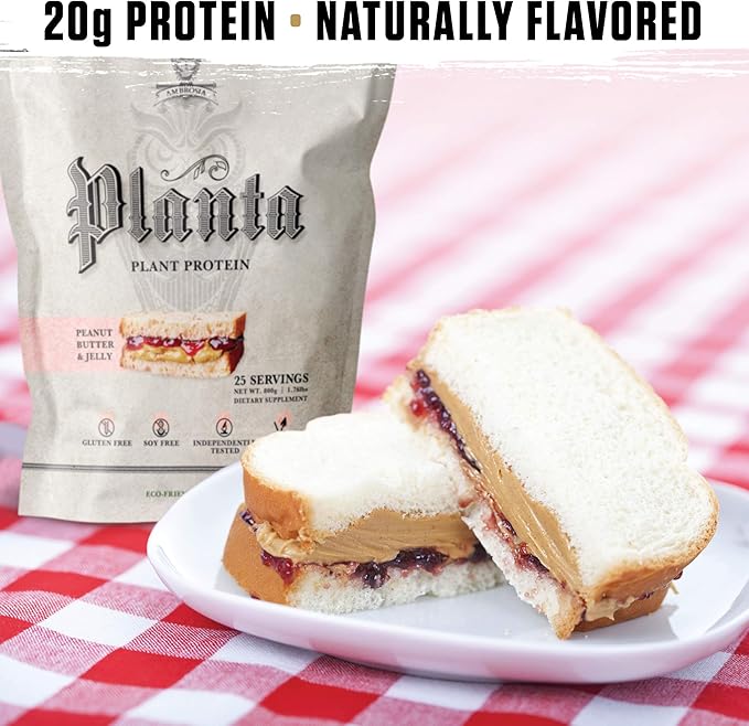 Ambrosia Planta - Premium Organic Plant-Based Protein (Peanut Butter & Jelly)