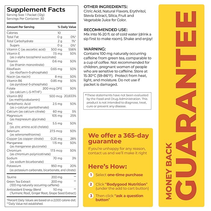 Pureboost Clean Energy Booster, Refreshing Energy Drink Mix with B12 Vitamins, Electrolytes, Antioxidants, Sugar-Free with No Sucralose (Acai Alert, 30 Count)