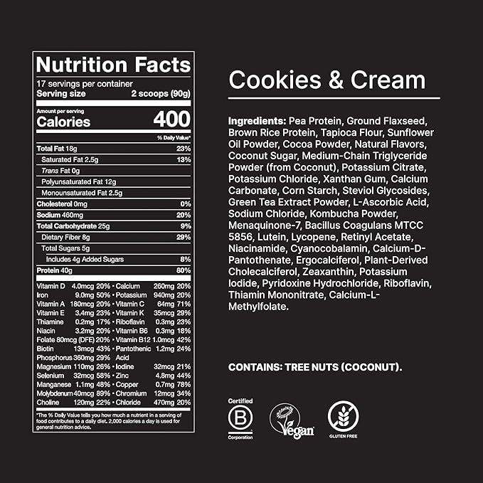 Huel Black Edition Protein Powder Meal Replacement Shake - Cookies and Cream 34 Scoops Packed with 100% Nutritionally Complete Food, Including 40g of Protein, 8g Fiber, 27 Vitamins Minerals 1