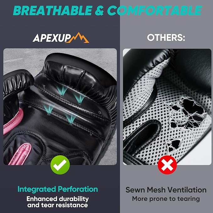 APEXUP Boxing Gloves for Men Women, Integrated Thickened Padding, Boxing Training Kickboxing Heavy Bag Gloves for MMA Kickboxing Muay Thai Sparring