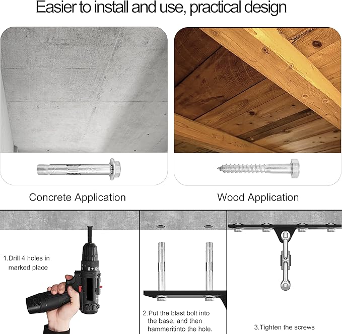 Heavy Bag Hanger,Punching Bag Mount Hanger Bracket,Ceiling Mount Hook 360°Rotation Wood Beam Holder Body Weight Strength Training Systems,Suitable for Swings and sandbags(900 LB Capacity)