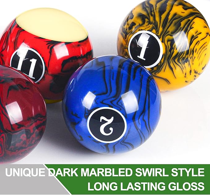 Billiard Balls Set Pool Table Balls Marble-Swirl Style 16 Ball Set