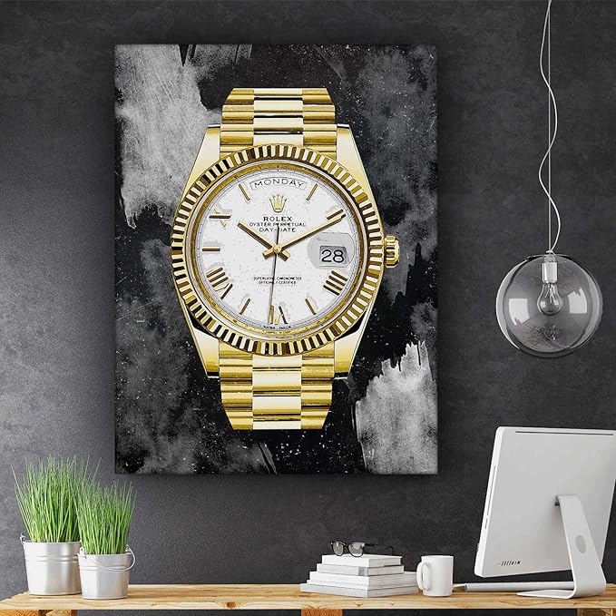 SuccessHunters Luxury Gold Watch Canvas Print Office Wall Decoration Home Decor Modern Art Prints Inspiration Motivation Inspire Entrepreneur Quote Inspirational Motivational House Decal (24" x 18")