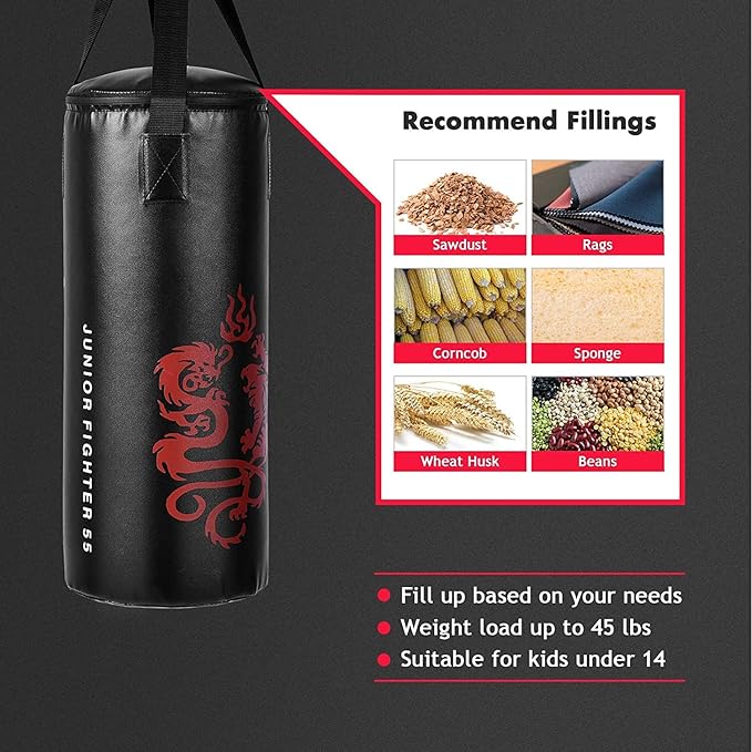 GYMAX Kids Punching Bag Set, Prefilled Junior Kick Boxing Bag Kit with Gloves & Jumping Rope, Heavy Duty Wall Mounted Punching Bag for Youth MMA, Martial Kungfu Thai Training