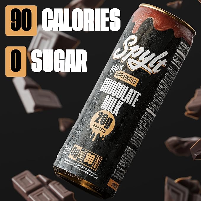 High Protein Max Chocolate Milk with 140mg Caffeine & 20g Protein - 90 Calories, Ready to Drink, Sugar Free, Lactose Free Milk, Perfect for Workout Recovery & Afternoon Pick Me Up - 12 Count