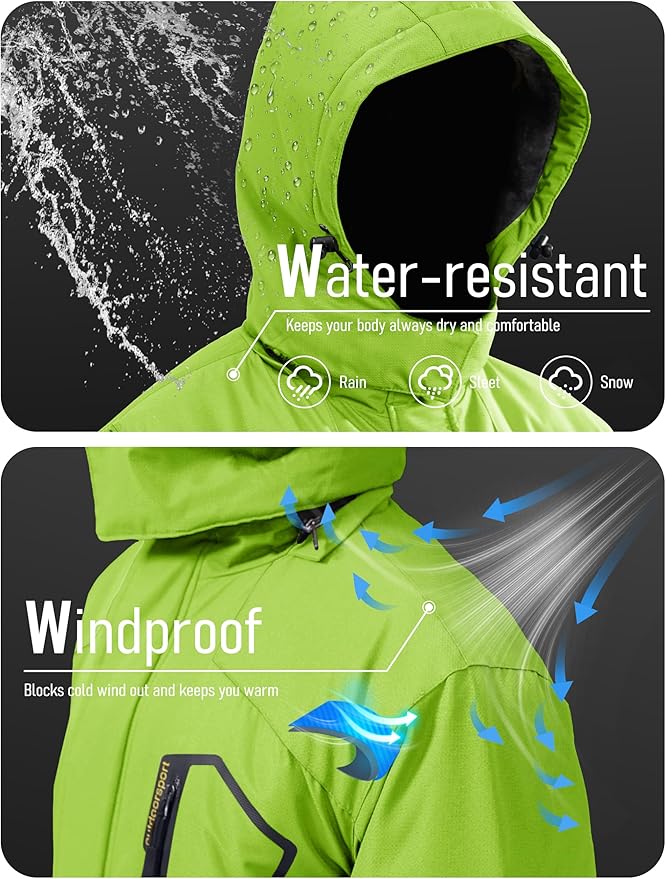 MAGCOMSEN Men's Winter Coats Water Resistant Ski Snow Jacket Warm Fleece Jacket Parka Raincoats With Multi-Pockets