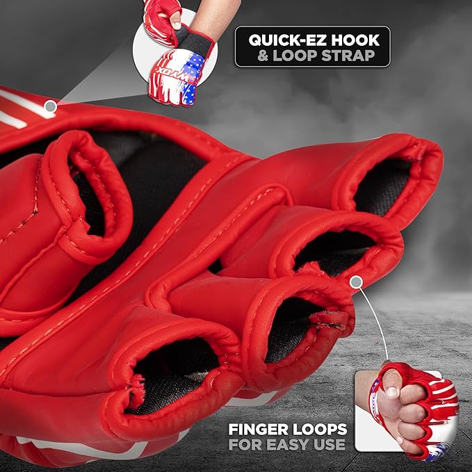 WYOX MMA Gloves for Men & Women – Grappling & Sparring Boxing Gloves with Open Palm Design, Padded Fingerless Training Gloves for Kickboxing, Muay Thai, Youth & Heavy Bag Workouts