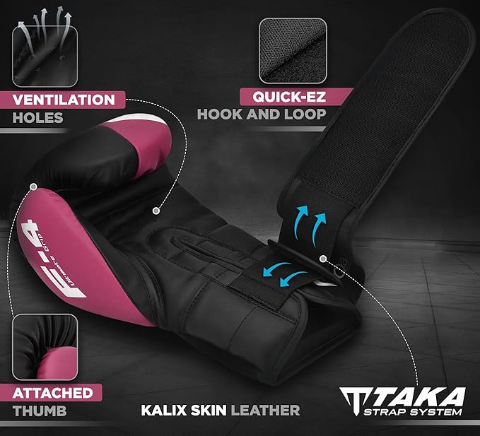 RDX Boxing Gloves, Maya Hide Leather Training Gloves for Muay Thai, Kickboxing, Sparring, Punch Bag, Punching Bag, Kickboxing Gloves, Martial Arts Training, Home Gym, Men, Women, 8 10 12 14 16 oz