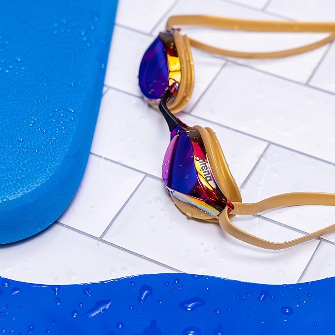 ARENA Unisex Python Racing Swim Goggles for Men and Women Anti-Fog No Leak Max Comfort Dual Strap, Mirror/Non-Mirror Lens