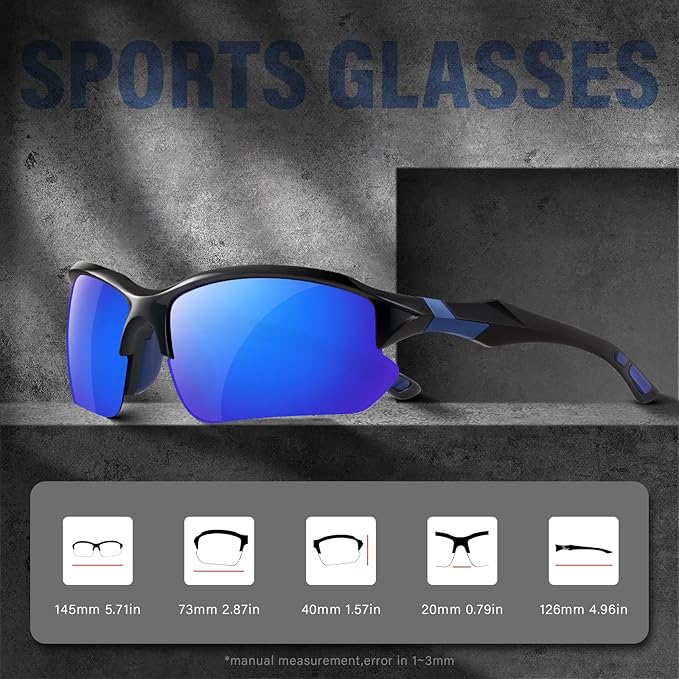 Sports Polarized Sunglasses for Men Cycling Running Fishing UV Protection Sun Glasses Lightweight Half Frame Goggles
