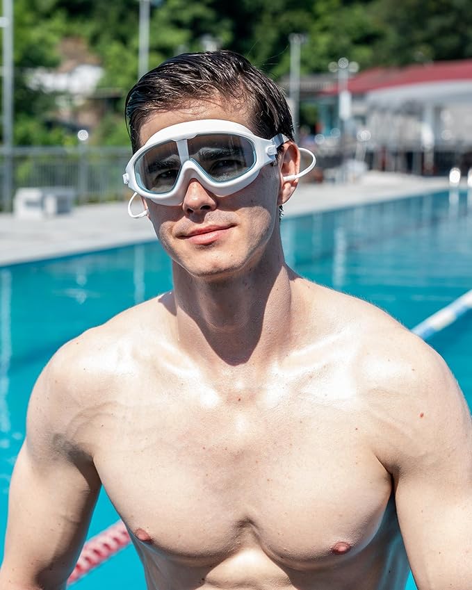 Adult Swimming Goggles,Leak-Proof,Anti-Fog Pool Glasses,Wide View Swim Goggles with Ear Plugs and Nose Clip