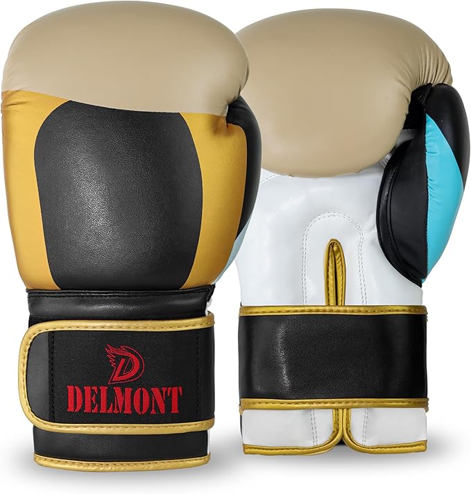 Delmont Boxing Gloves for Men and Women - Heavy Bag, Kickboxing, Sparring & Training Gloves with Multi-Layer Padding, Wrist Support & Breathable Lining - Pro Gloves for Adult Fighters & Beginners