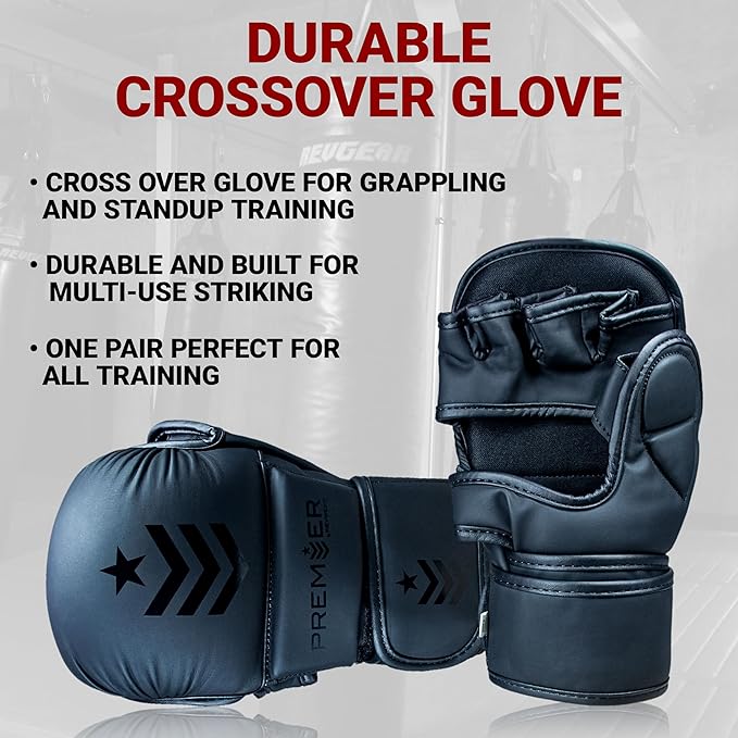 Revgear MMA Gloves Premier 7 Oz, MMA Sparring Gloves, Punching Gloves, Boxing Training Gloves, Heavy Bag Gloves for Men and Women, Strong Padding Protection and Grip
