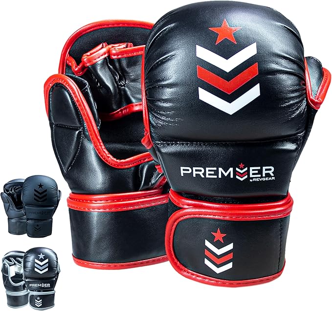 Revgear MMA Gloves Premier 7 Oz, MMA Sparring Gloves, Punching Gloves, Boxing Training Gloves, Heavy Bag Gloves for Men and Women, Strong Padding Protection and Grip
