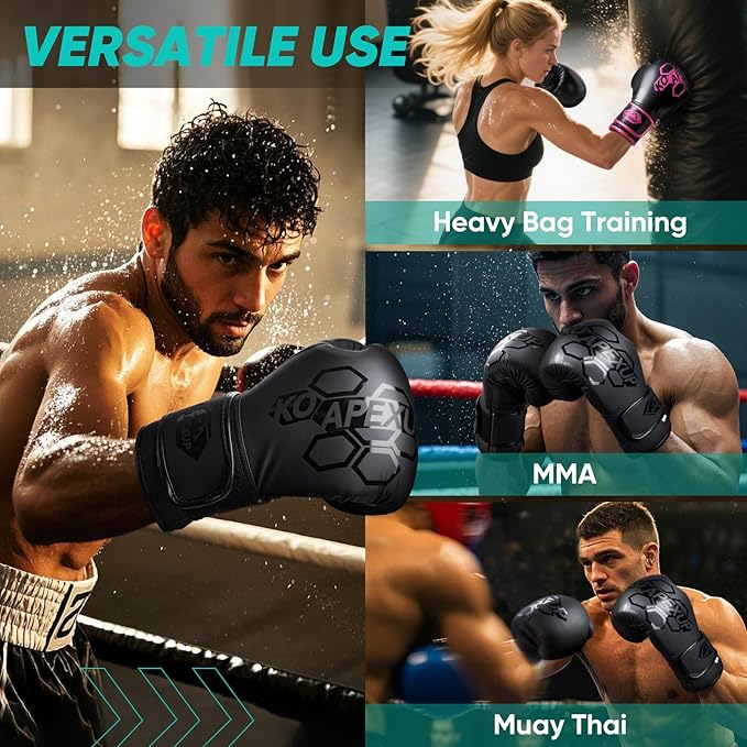 APEXUP Boxing Gloves for Men Women, Integrated Thickened Padding, Boxing Training Kickboxing Heavy Bag Gloves for MMA Kickboxing Muay Thai Sparring