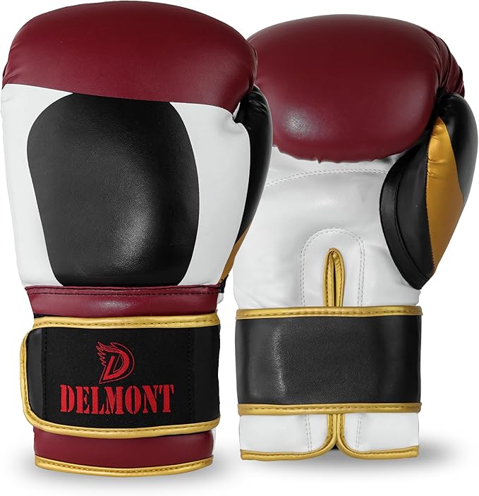 Delmont Boxing Gloves for Men and Women - Heavy Bag, Kickboxing, Sparring & Training Gloves with Multi-Layer Padding, Wrist Support & Breathable Lining - Pro Gloves for Adult Fighters & Beginners