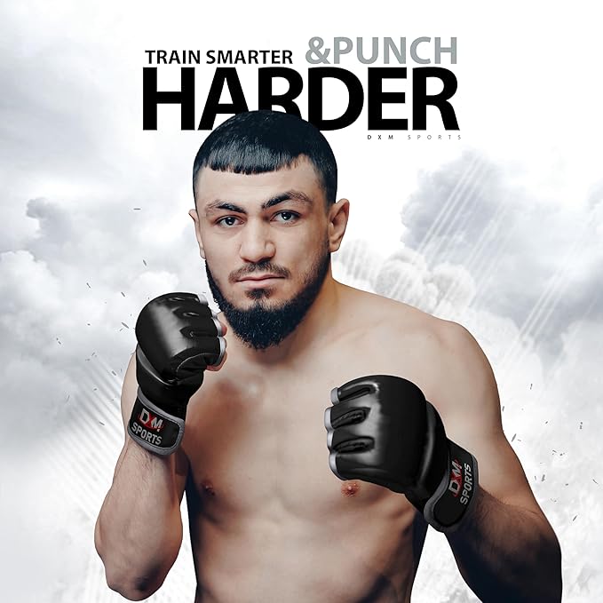 DXM SPORTS MMA Gloves for Men & Women, Martial Arts Bag Gloves, Kickboxing Gloves with Open Palms, Boxing Gloves for Punching Bag, Sparring, Muay Thai, MMA
