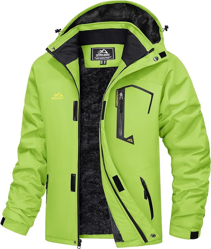 MAGCOMSEN Men's Winter Coats Water Resistant Ski Snow Jacket Warm Fleece Jacket Parka Raincoats With Multi-Pockets