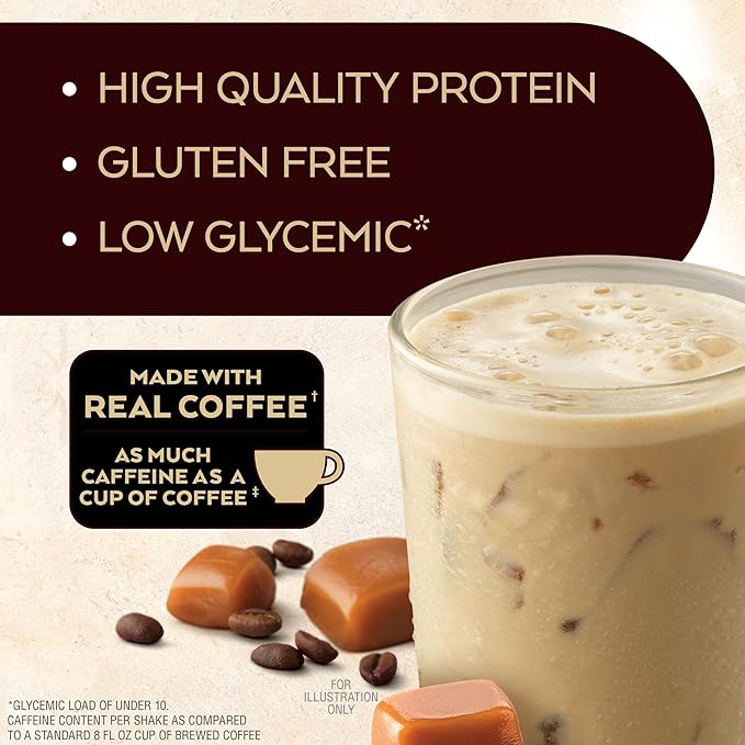 AtkinsCafé Caramel Iced Coffee Protein Shake, 15g Protein, Low Glycemic, 3g Net Carb, 1g Sugar, Keto Friendly (Pack of 2)