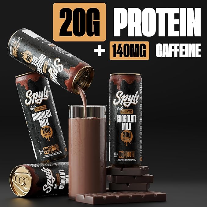 High Protein Max Chocolate Milk with 140mg Caffeine & 20g Protein - 90 Calories, Ready to Drink, Sugar Free, Lactose Free Milk, Perfect for Workout Recovery & Afternoon Pick Me Up - 12 Count