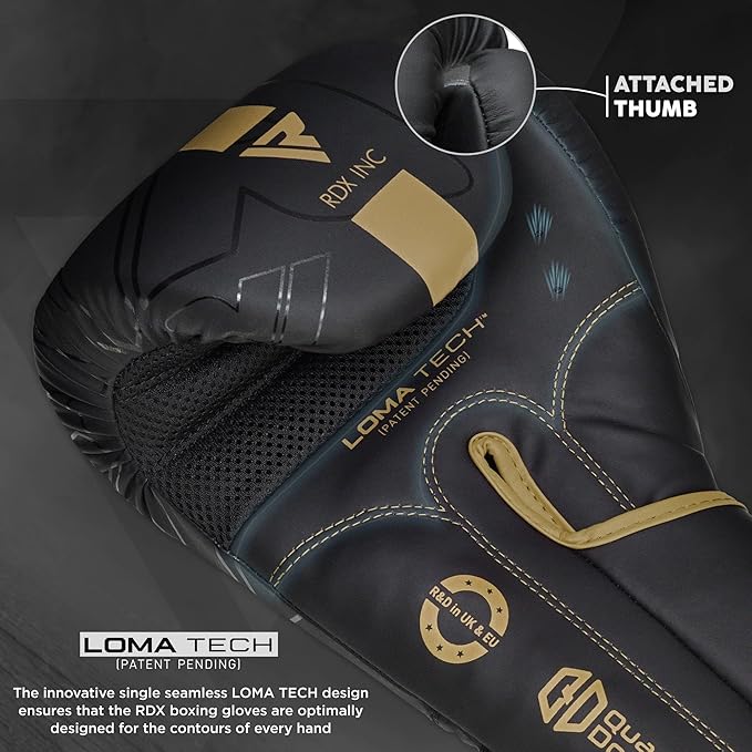 RDX Boxing Gloves, Pro Training Sparring, Maya Hide Leather, Muay Thai MMA Kickboxing, Men Women Adult, Heavy Punching Bag Focus Mitts Pads Workout, Ventilated Palm, Multi Layered, 8 10 12 14 16 18 Oz