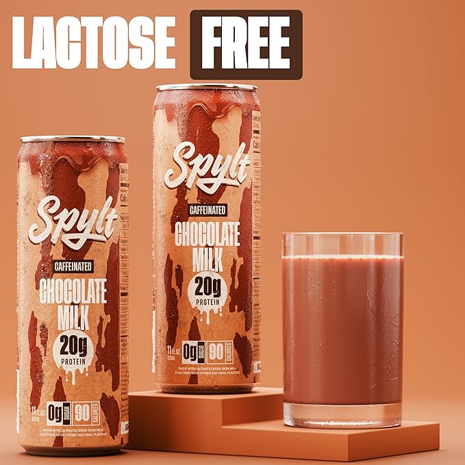 High Protein Chocolate Milk with 60mg Caffeine & 20g Protein - 90 Calories, Ready to Drink, Sugar Free, Lactose Free Milk, Perfect for Workout Recovery & Afternoon Pick Me Up - 12 Count
