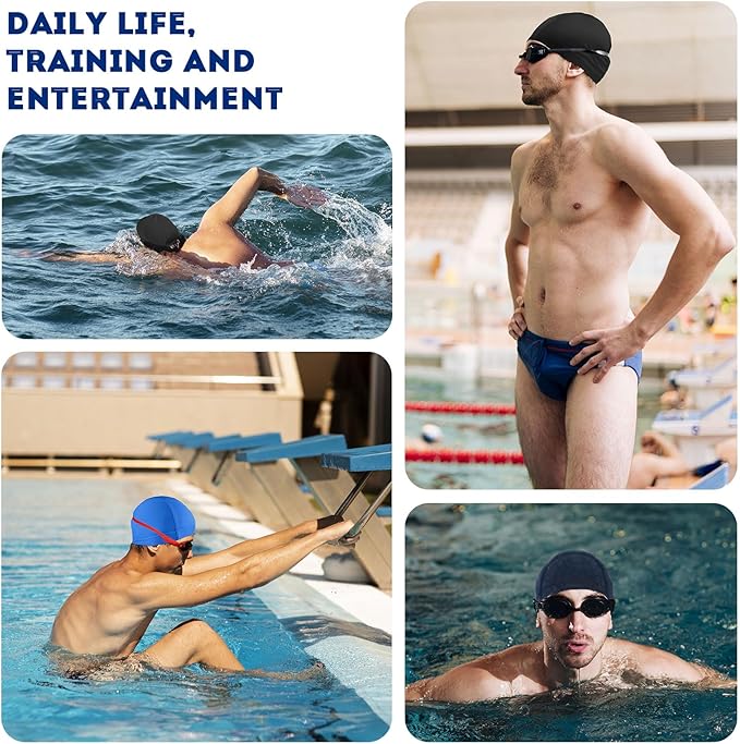 Swim Cap for Men Women Adult, High Stretch Fabric Swim Cap, Swimming Caps Non-Waterproof