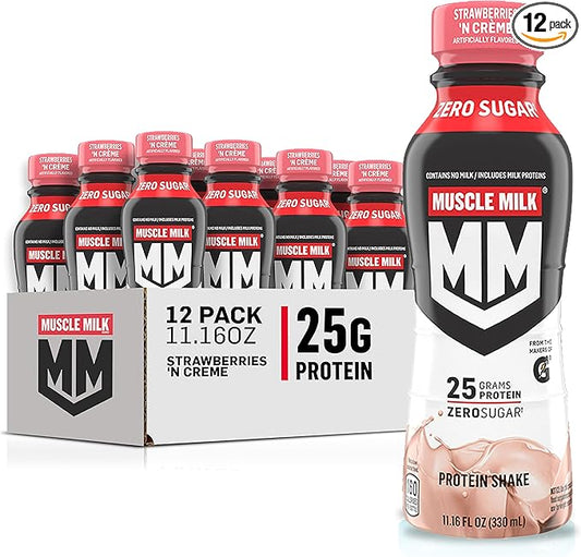 Muscle Milk Genuine Shake, Strawberry, 11.16 Fl Oz Bottles (Pack of 12)