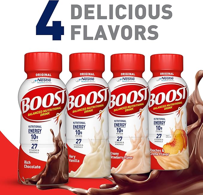 BOOST Original Ready to Drink Nutritional Drinks, Rich Chocolate, 8 Fl Oz Bottles (Pack of 24)