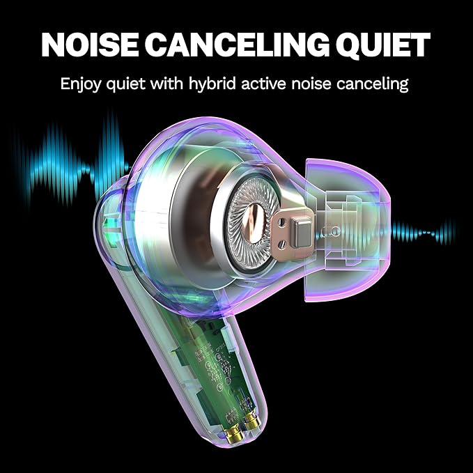 JLab Go Pods ANC True Wireless Bluetooth Earbuds & Charging Case, Hybrid Active Noise canceling + Be Aware for Safe Listening, 26+ Hours Total Playtime, Clear Calls, Custom Sound via App, Black