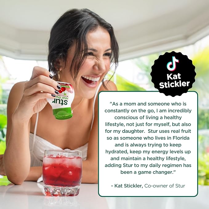 Stur Liquid Water Enhancer | Black Cherry | Naturally Sweetened | High in Vitamin C & Antioxidants | Sugar Free | Zero Calories | Keto | Vegan | 5 Bottles, Makes 120 Drinks
