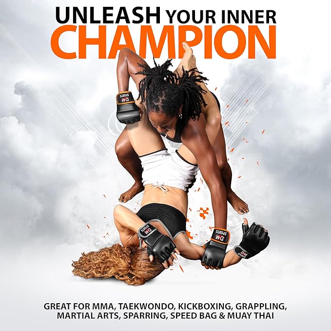 DXM SPORTS MMA Gloves for Men & Women, Martial Arts Bag Gloves, Kickboxing Gloves with Open Palms, Boxing Gloves for Punching Bag, Sparring, Muay Thai, MMA