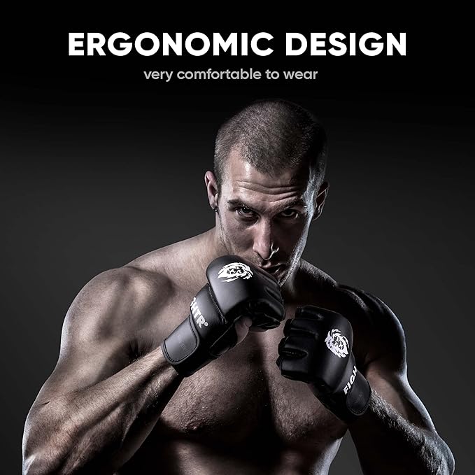 FIGHTR® Pro MMA Gloves for Grappling Sparring Training, Kickboxing Martial Arts Muay Thai Punching Bag Mitt Training Boxing for Men and Women | incl. Carrying Bag